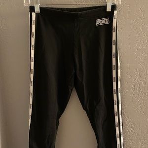 VS PINK white and black varsity leggings